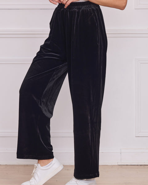 Pantalon femme noir en velours