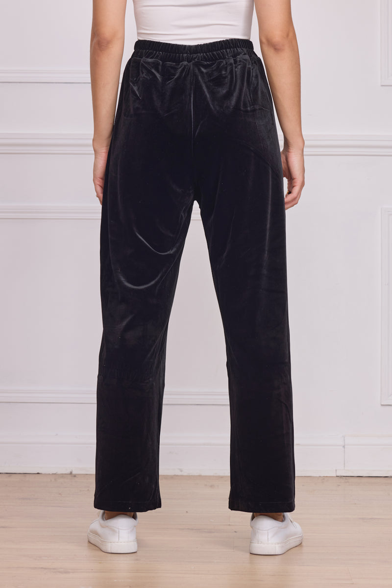 Pantalon femme noir en velours