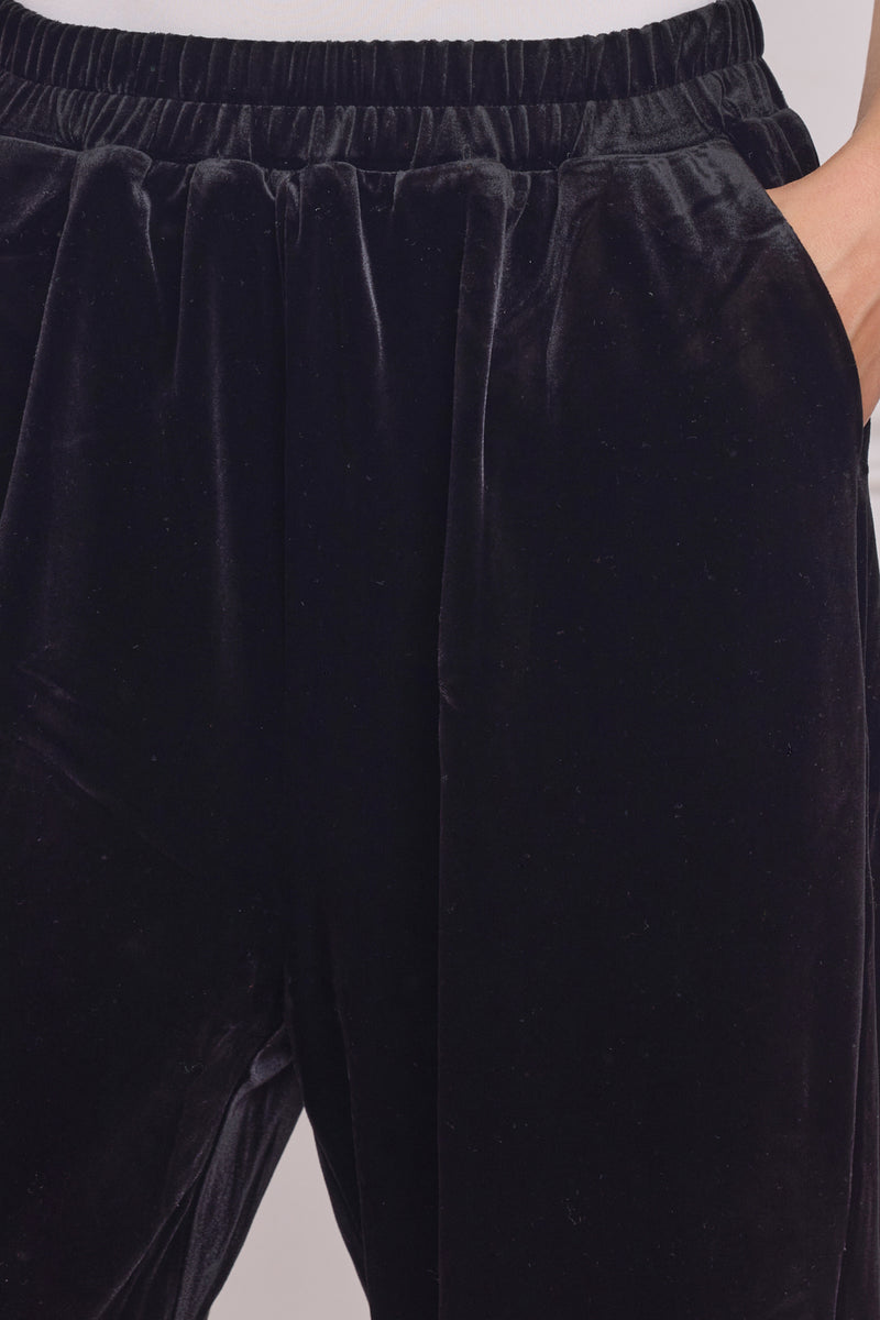 Pantalon femme noir en velours