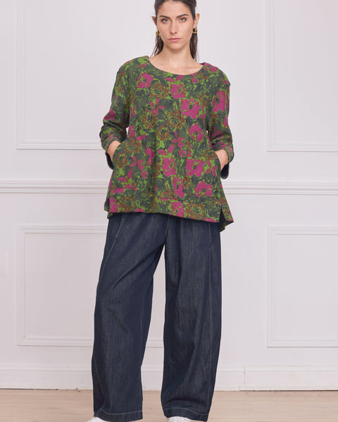 Blouse femme verte à motifs – 90% coton