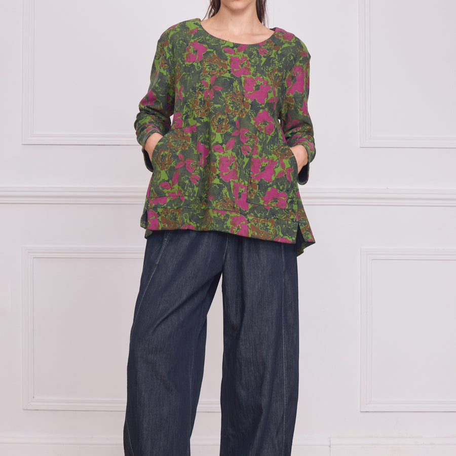 Blouse femme verte à motifs – 90% coton