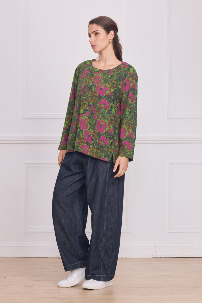 Blouse femme verte à motifs – 90% coton