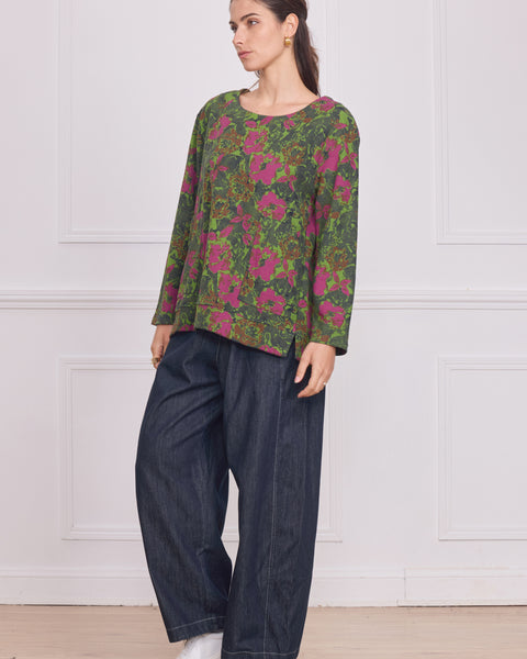Blouse femme verte à motifs – 90% coton