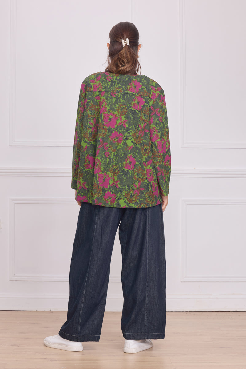 Blouse femme verte à motifs – 90% coton