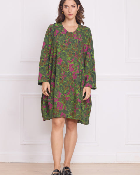 Robe femme verte à motifs – 90% coton