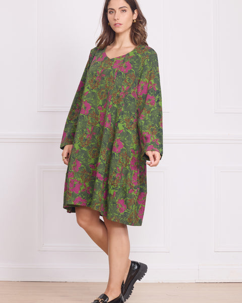 Robe femme verte à motifs – 90% coton