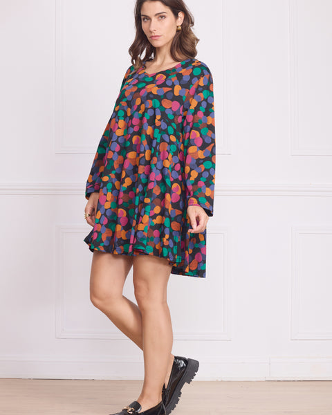 Robe courte femme à pois multicolores – 100% coton