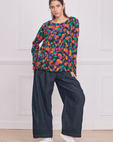 Haut femme à pois multicolores – 100% coton