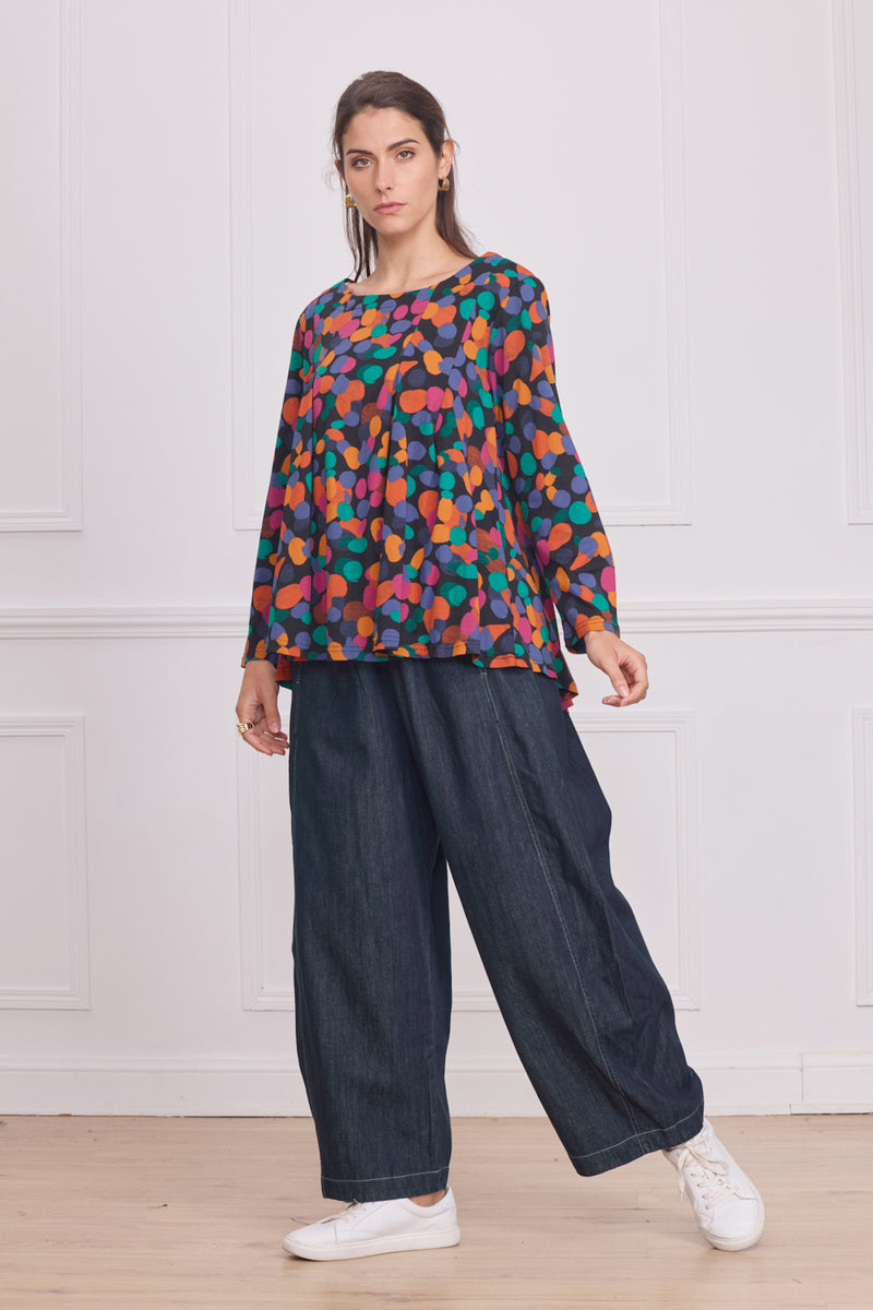 Haut femme à pois multicolores – 100% coton