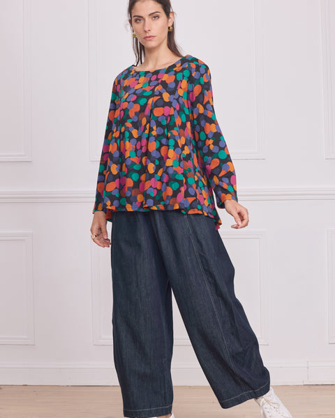 Haut femme à pois multicolores – 100% coton