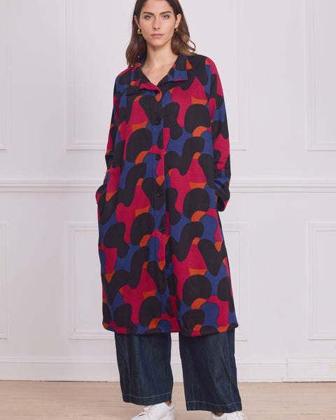 Chemise femme fuchsia à motifs blobs
