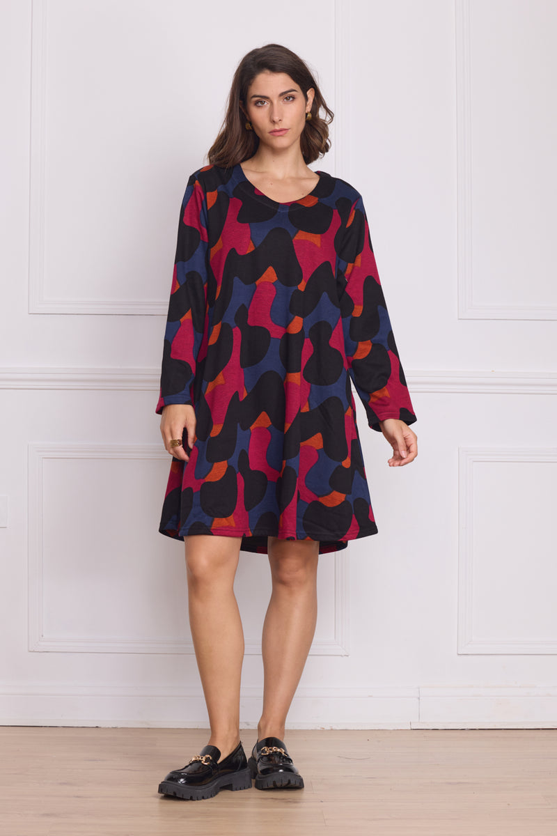 Robe femme fuchsia à motifs blobs