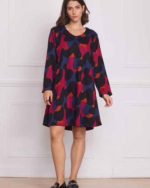 Robe femme fuchsia à motifs blobs