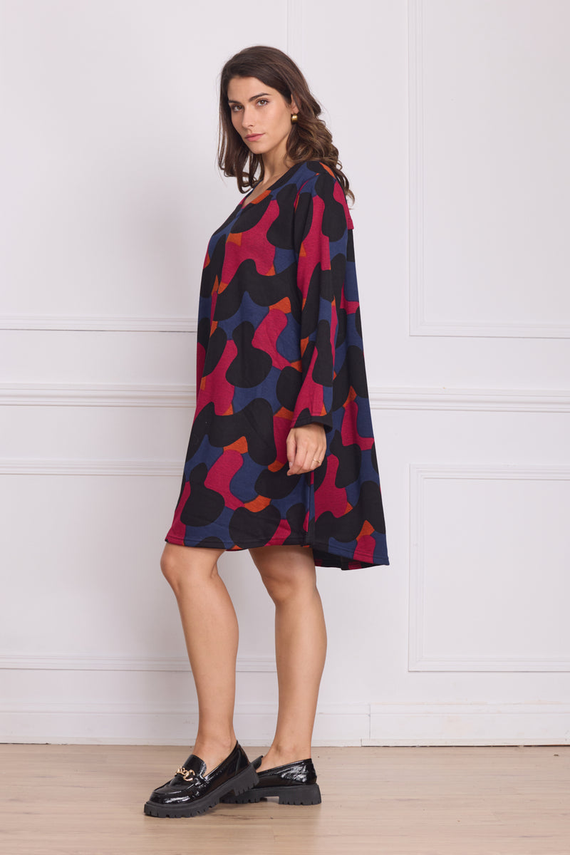 Robe femme fuchsia à motifs blobs
