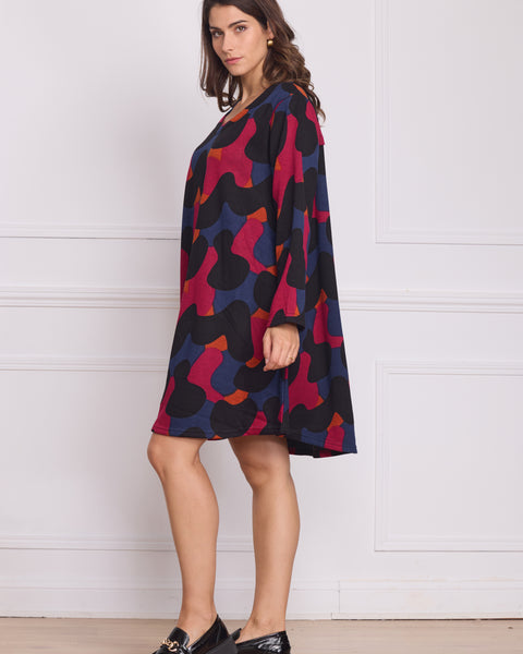 Robe femme fuchsia à motifs blobs