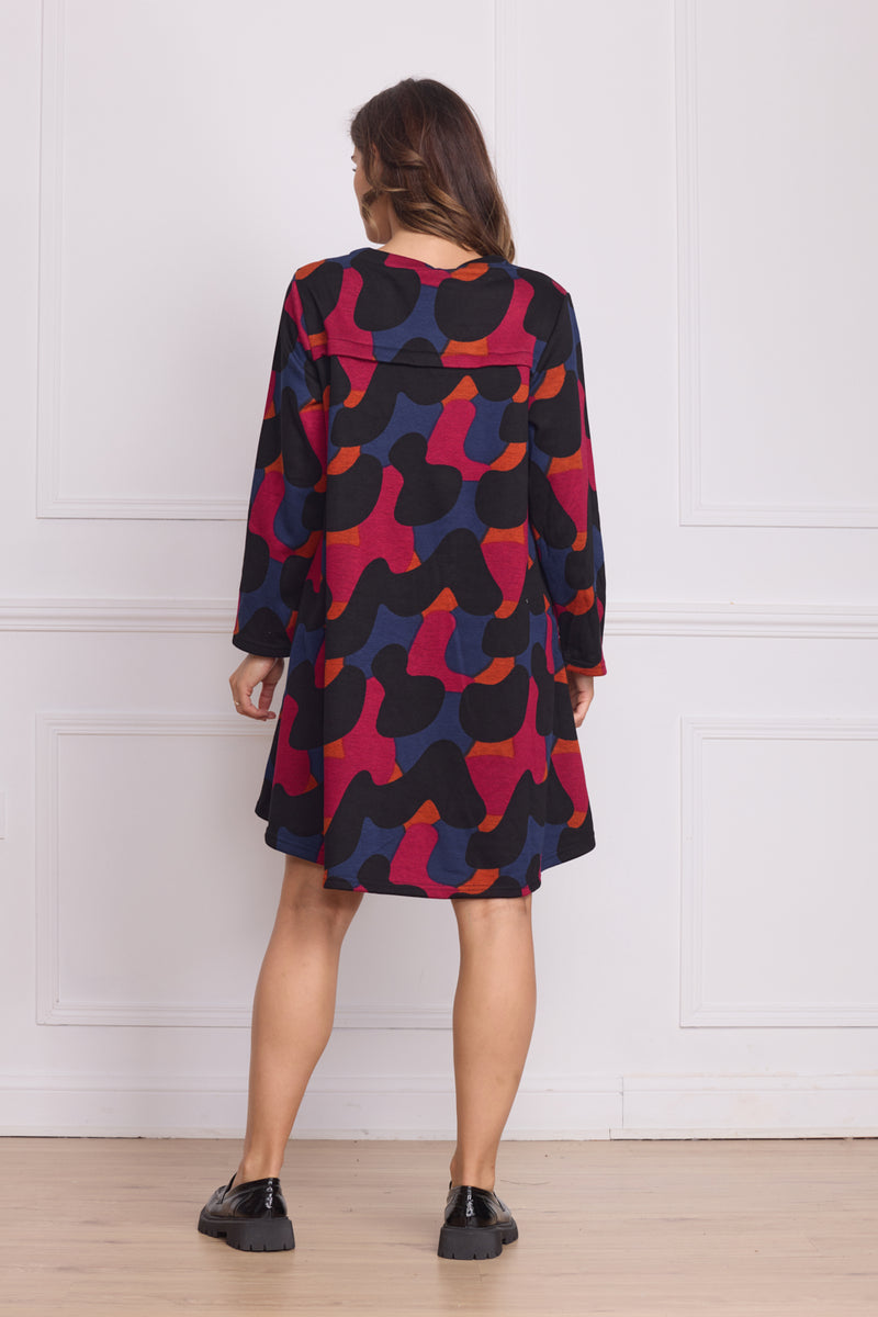 Robe femme fuchsia à motifs blobs