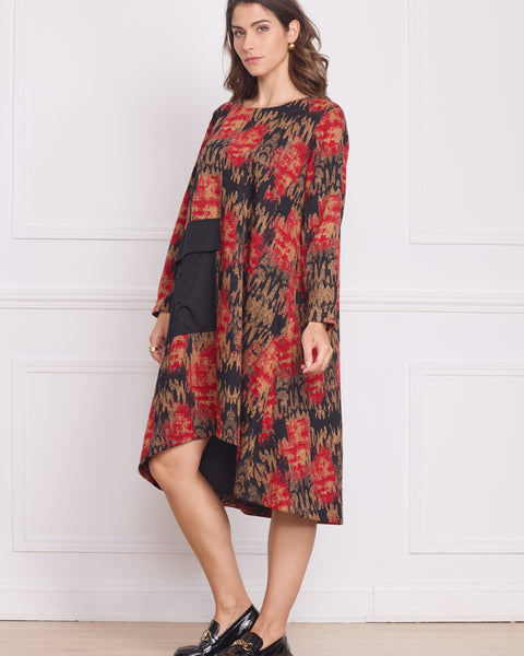 Robe femme noire à motifs multicolores