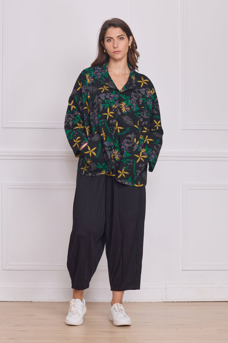 Veste noire motifs nature – 100% coton