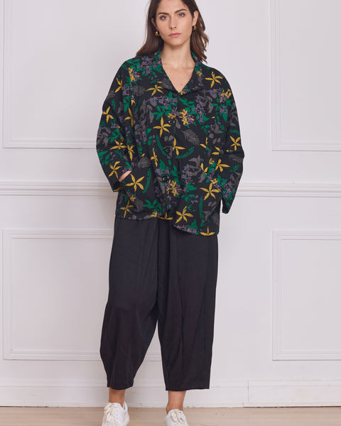 Veste noire motifs nature – 100% coton