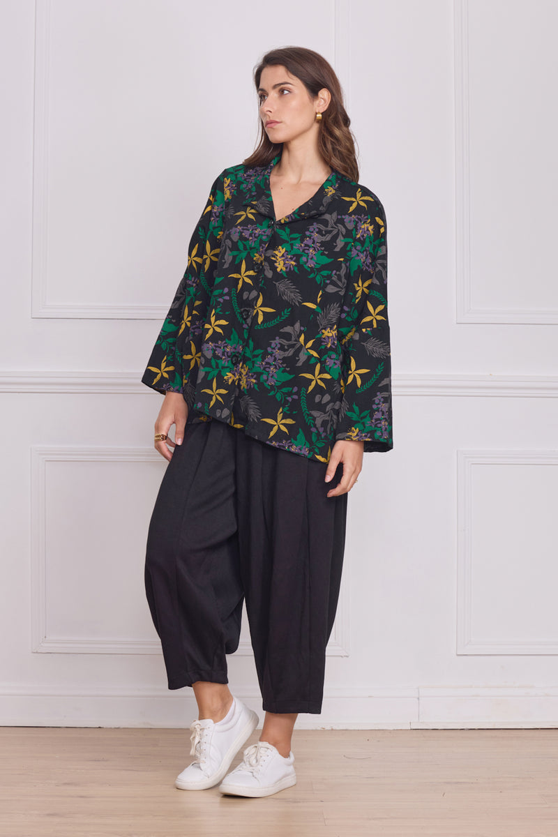 Veste noire motifs nature – 100% coton