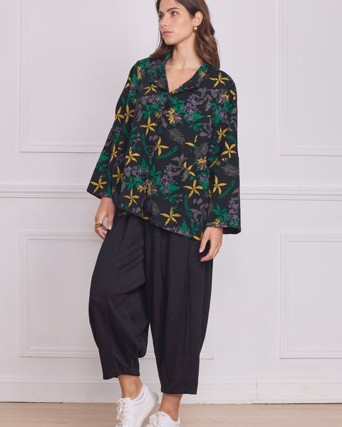 Veste noire motifs nature – 100% coton