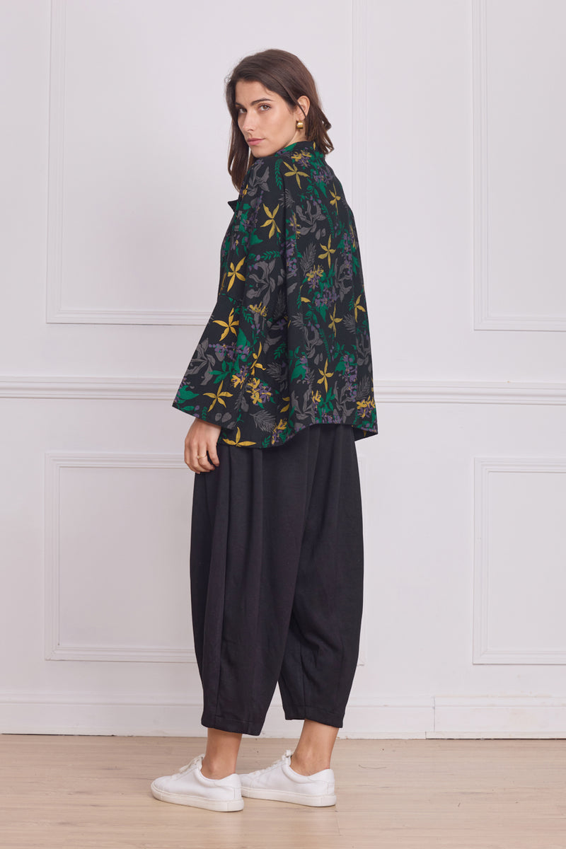 Veste noire motifs nature – 100% coton