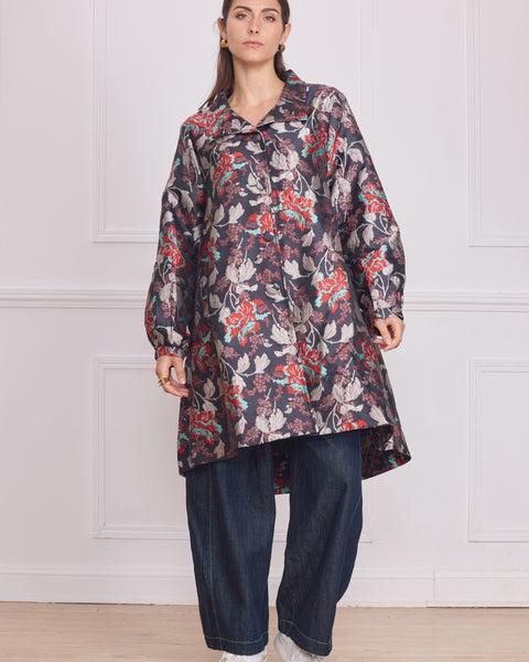 Manteau femme léger brillant à fleurs