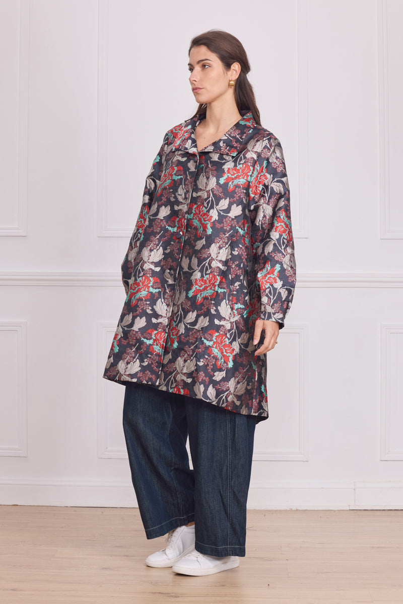 Manteau femme léger brillant à fleurs