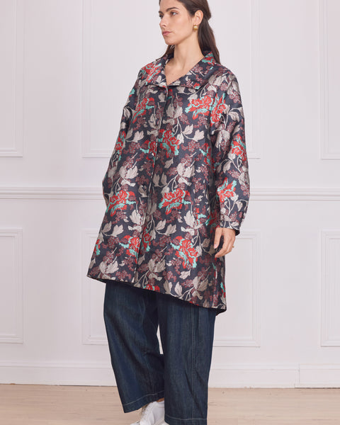 Manteau femme léger brillant à fleurs