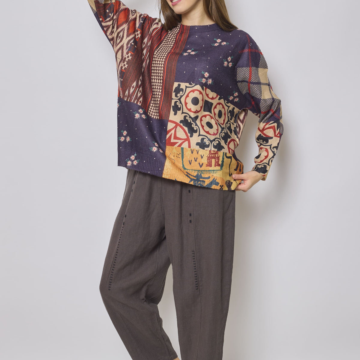 Pull de noel patchwork