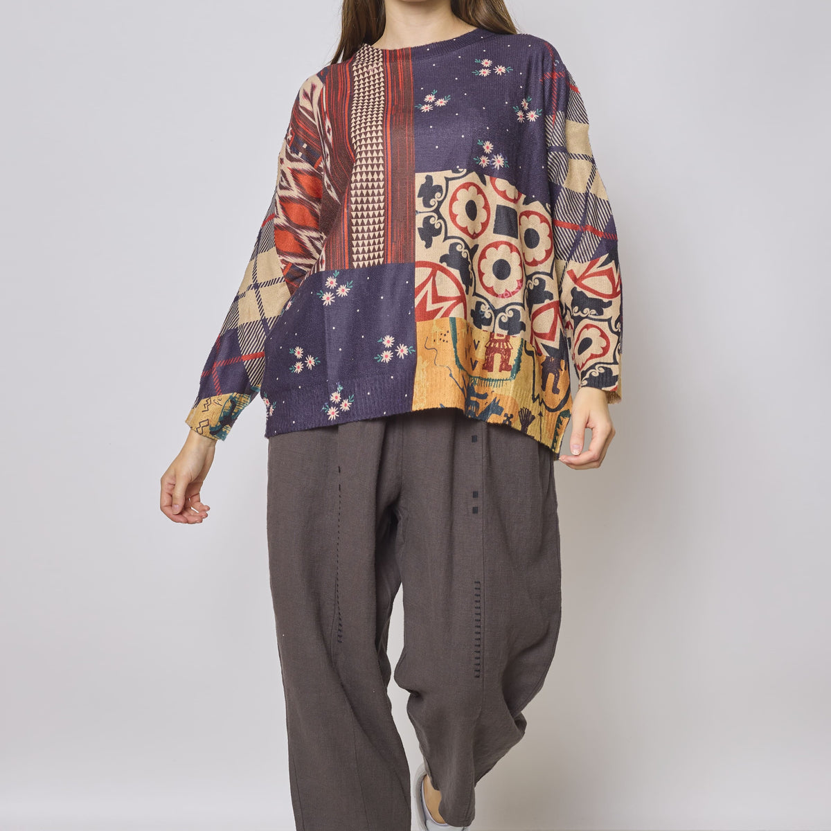 Pull de noel patchwork