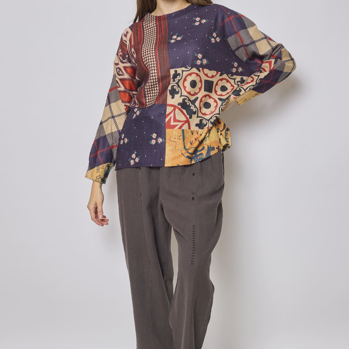 Pull de noel patchwork