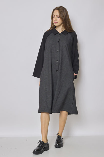 Long black and gray coat