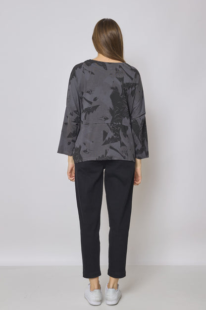 Eagle-patterned cotton blouse