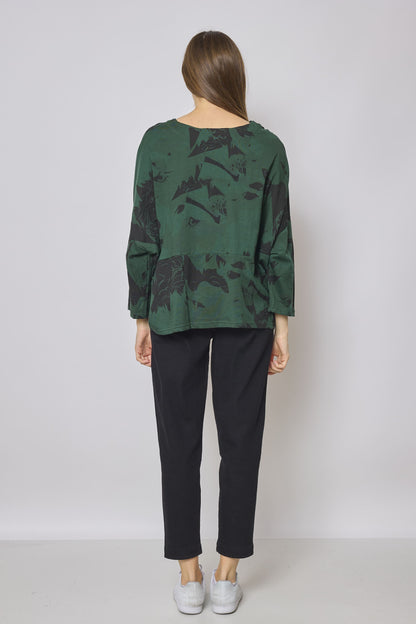 Eagle-patterned cotton blouse