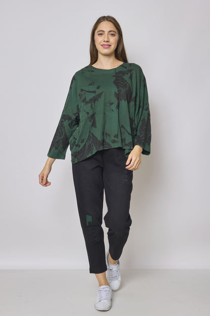 Eagle-patterned cotton blouse