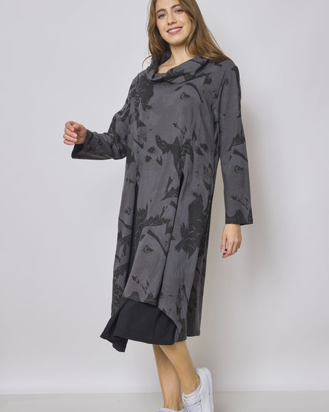 Robe longue à col roulé à motifs aigle