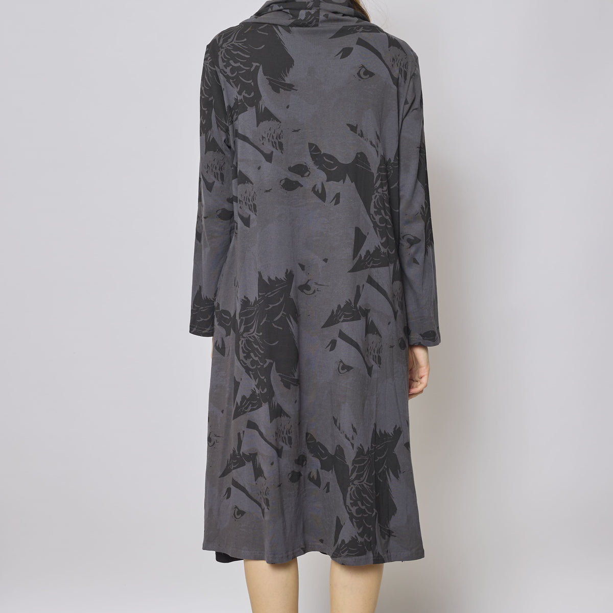 Robe longue à col roulé à motifs aigle