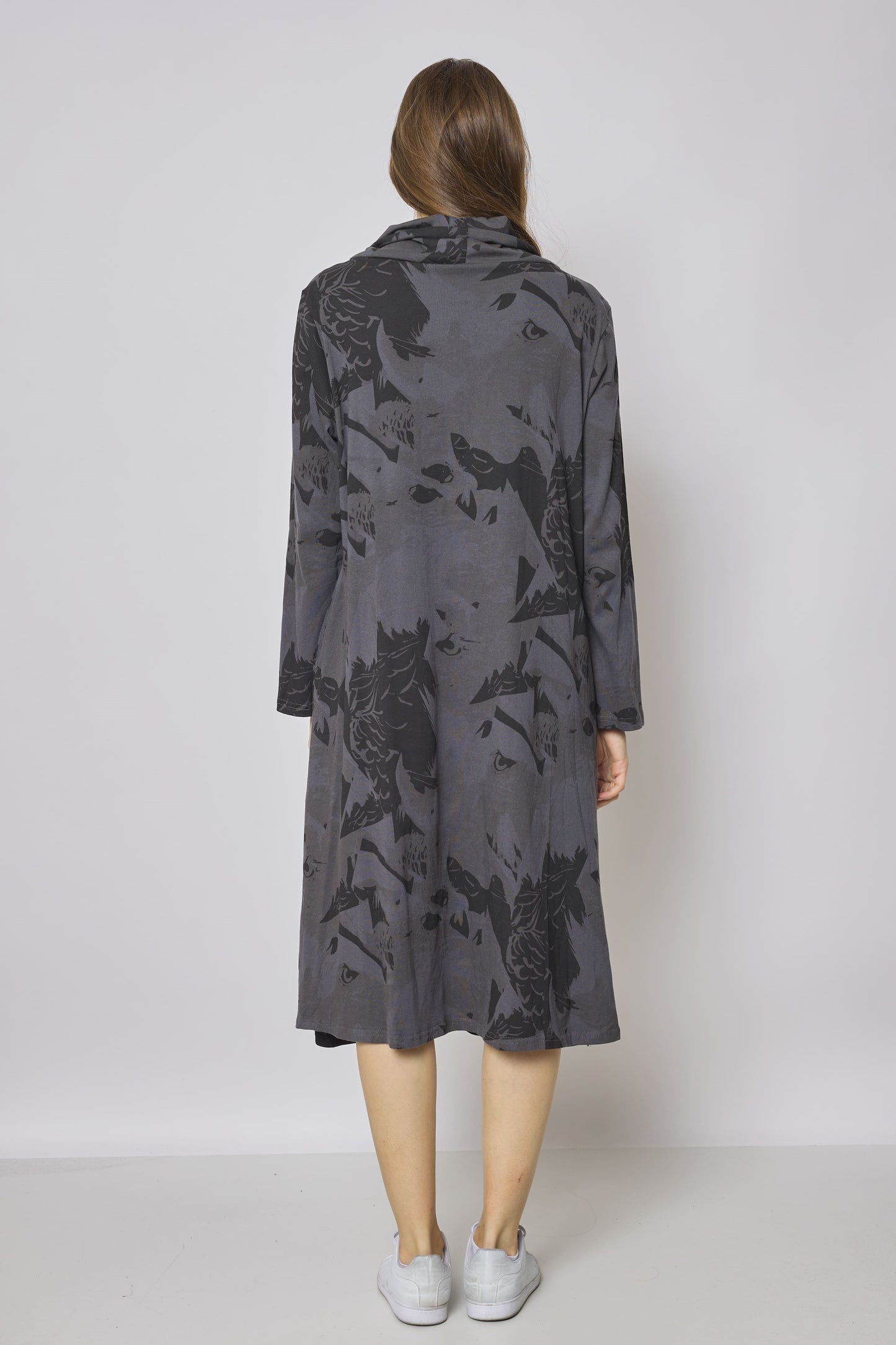 Eagle Pattern Turtleneck Long Dress