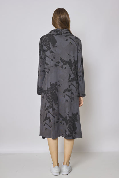 Eagle Pattern Turtleneck Long Dress