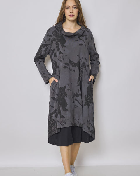 Robe longue à col roulé à motifs aigle