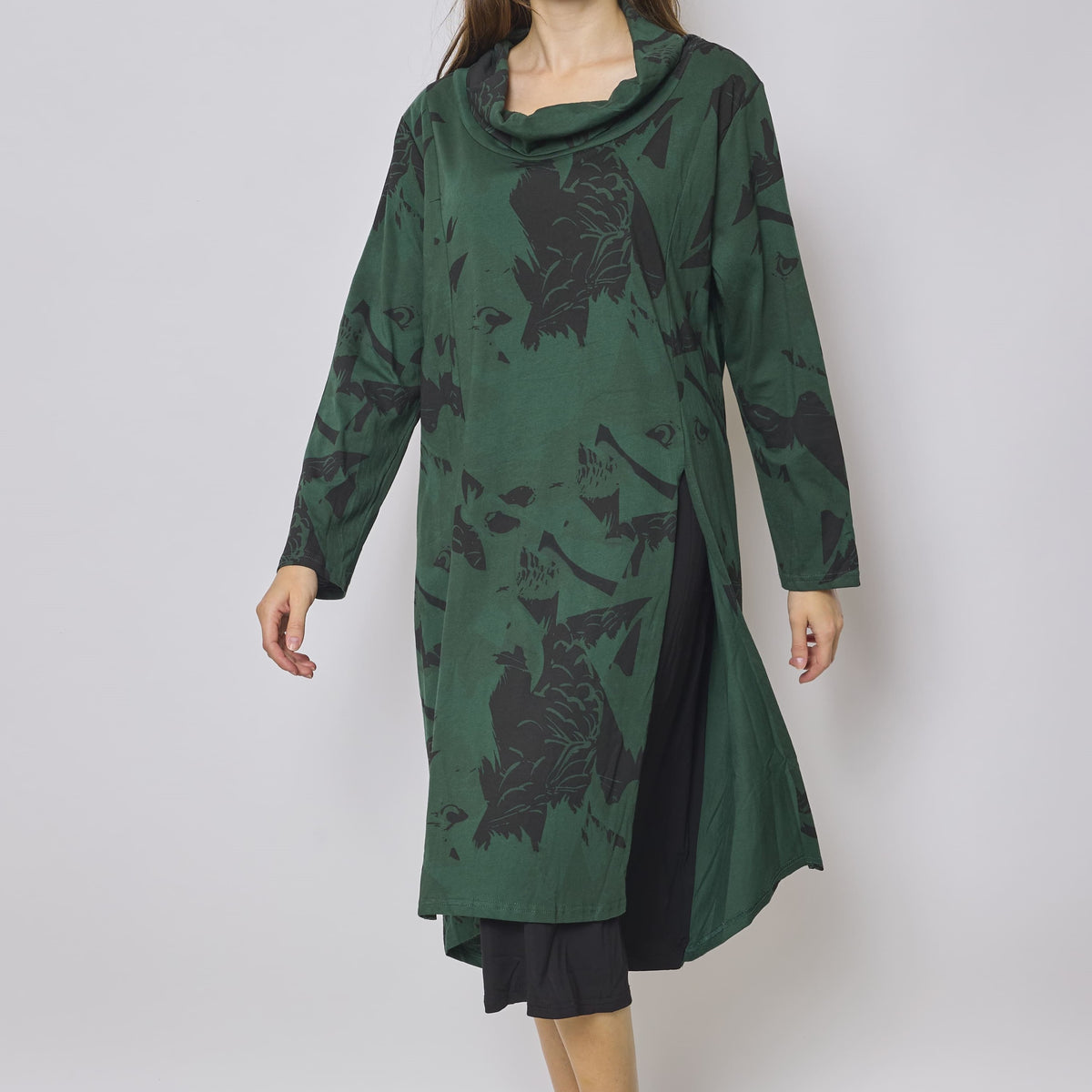 Robe longue à col roulé à motifs aigle