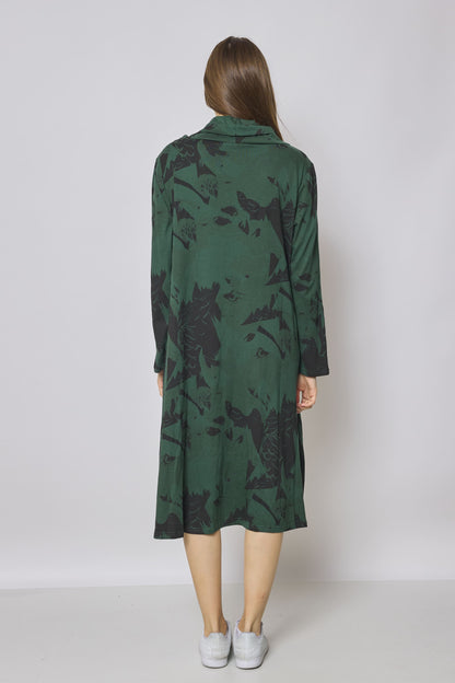 Eagle Pattern Turtleneck Long Dress