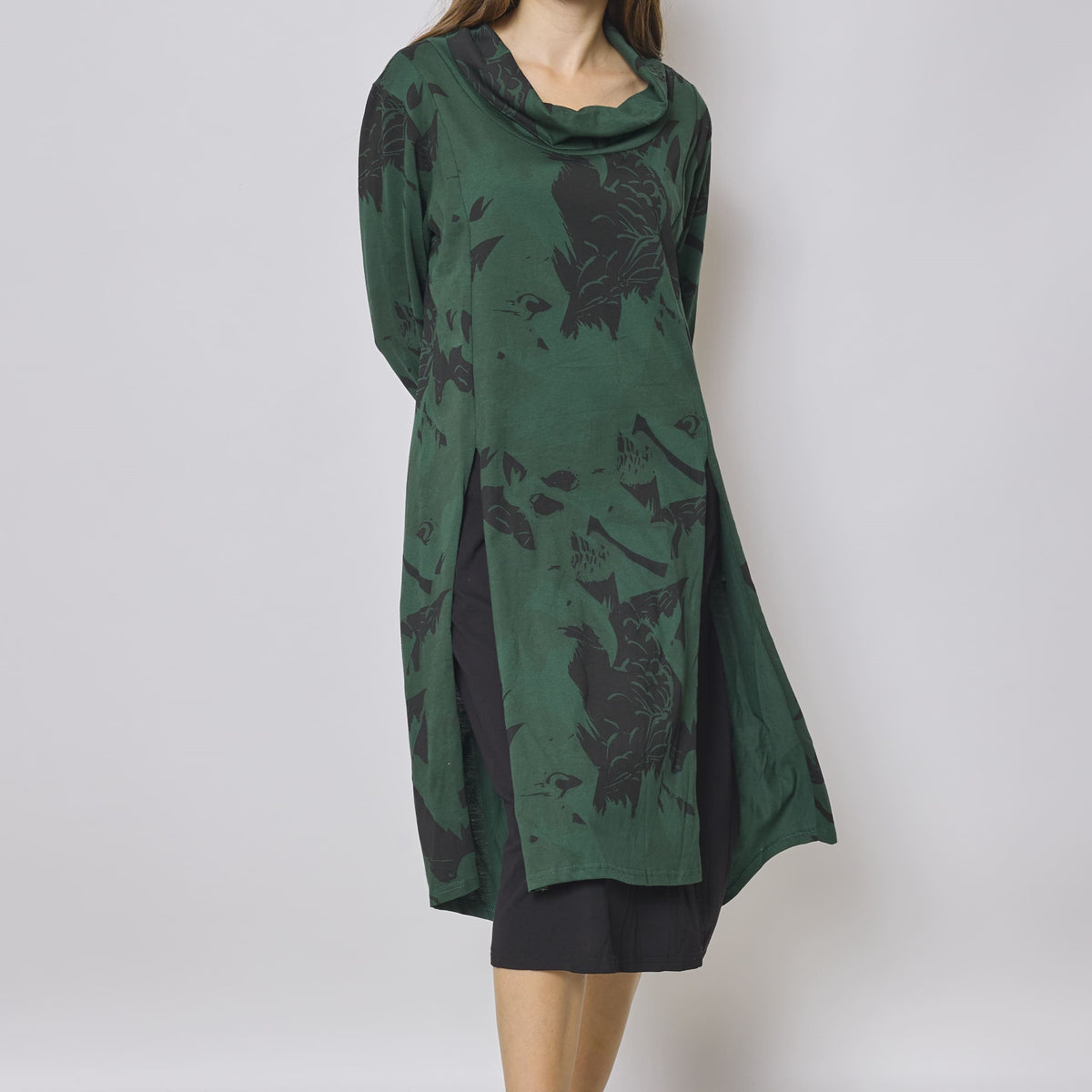 Robe longue à col roulé à motifs aigle