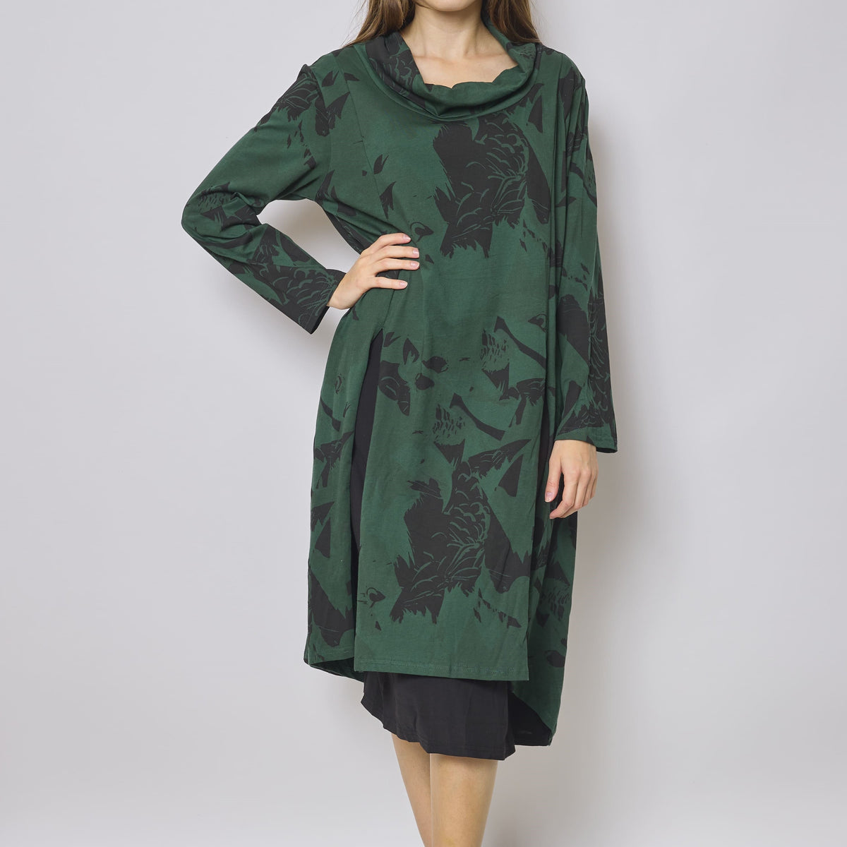 Robe longue à col roulé à motifs aigle