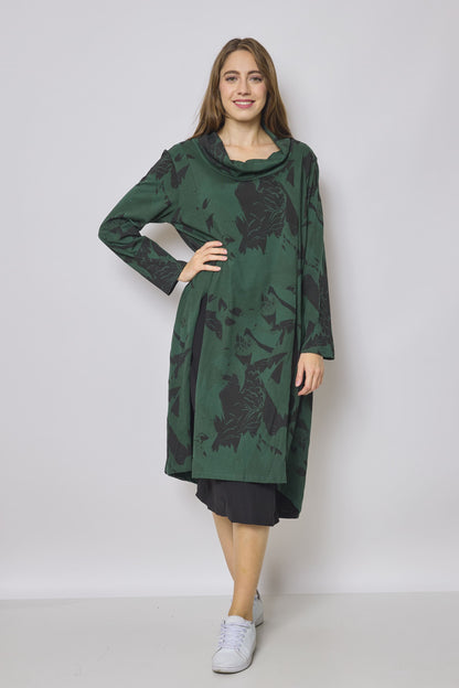 Eagle Pattern Turtleneck Long Dress