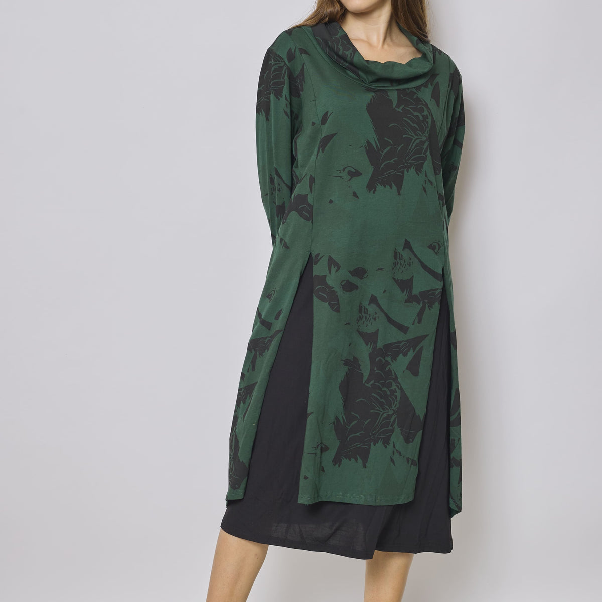 Robe longue à col roulé à motifs aigle