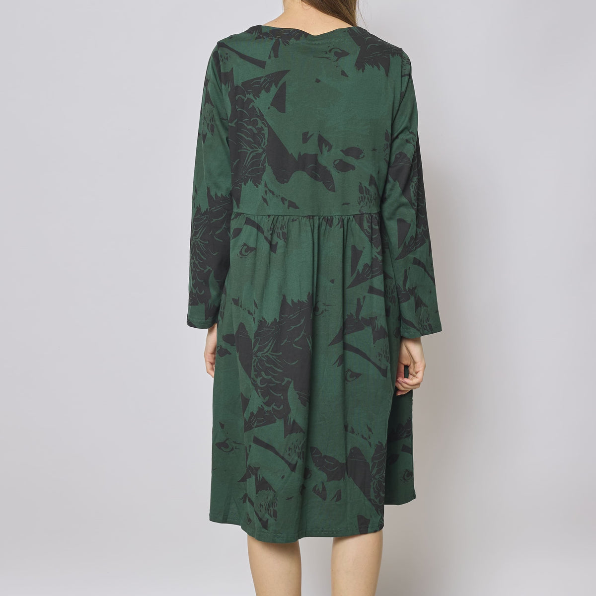 Robe mi-longue asymétrique à motifs aigle