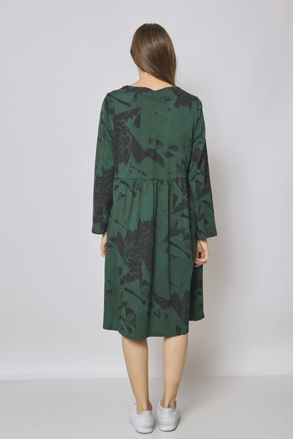 Eagle Pattern Asymmetric Midi Dress