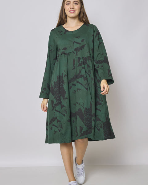 Robe mi-longue asymétrique à motifs aigle